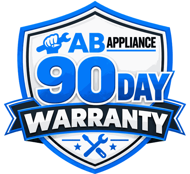 AB Appliance Repair 90-day warranty shield badge